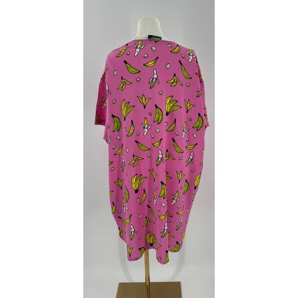 Nooworks Boobie Banana Pink Shirt Dress Shortsleeve Button up 3XL Plus size NWT - Picture 6 of 11